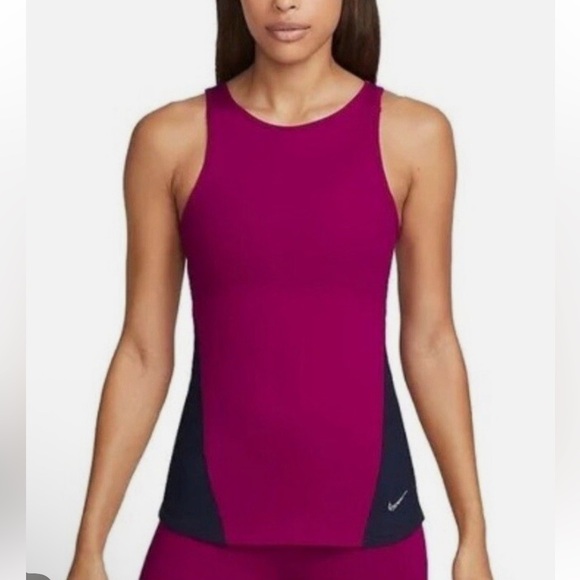 Nike Yoga NWT Women's Dri-Fit Fuchsia/Navy Athletic Tank Top Sz Small - Picture 1 of 6